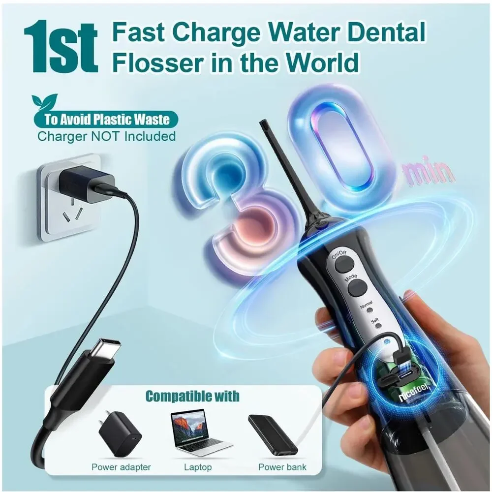 Cordless Water Flosser Dental Oral Irrigator Travel Friendly Teeth Cleaner Pro